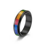 Rainbow Spinner Ring Black - 8 Us