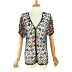 Vintage Crochet Button Down Top - S