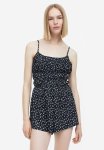 Crinkled Jersey Playsuit - Black Floral