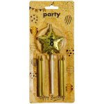 Happy Birthday Golden 8 Star & Candles Set