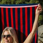 Velour Stripe Beach Towel Crimson Coast