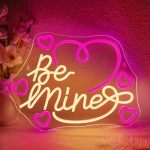 Looklight Be Mine Neon Sign Warm And Pink Hearts LED Neon Light For Wall Decor Dimmable USB Colorful Neon Light Up Signs For Cof