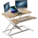 Toxiya Height Adjustable Standing Desk Converter Stand Up Desk Riser Sit To Stand Workstation - Maple