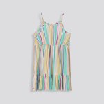 GIRLS Tiered Dress - 10 Multi Stripe