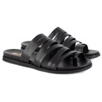 Abuye Leather Push In Strappy Sandals - Black - 8