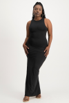 Melanie Open Back Maxi Dress With Slit - Black - M