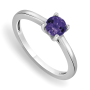 Sterling Silver Diamond & Amethyst Birthstone Ring