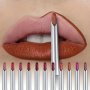 Waterproof Matte Lip Liner Pencil Red Contour Tint Lipstick Long Lasting Non-stick Cup Moisturizing Lip Makeup Cosmetic 12 Colors Contain Plant Squalane