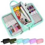 Sooez Large Pencil Case Big Capacity Pencil Pouch Pen Bag With 3 Compartment Portable Canvas Stationery Organizer With Zipper Cu