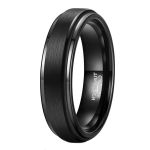 All Black Tungsten Ring With Polished & Brushed Finish - 6MM