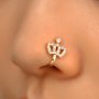 1PC Hollow Out Crown Clip On Nose Ring Inlaid White Zirconia 18K Gold Plated Copper Fake Piercing Nose Ring Jewelry