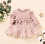 Ribbed Long Sleeve Dusty Pink Dress With Floral Detail