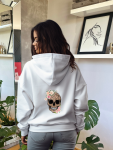 Floral Skull Summer Hoodie - White - Medium
