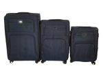 Smte-trolley 3 Piece Travel Luggage Spinner -fabric Black With Keychain