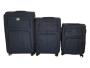 Smte-trolley 3 Piece Travel Luggage Spinner -fabric Black With Keychain