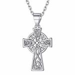 Chicsilver 925 Sterling Silver Celtic Cross Necklace For Women Men Irish Knot Pendant Necklace