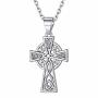 Chicsilver 925 Sterling Silver Celtic Cross Necklace For Women Men Irish Knot Pendant Necklace