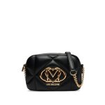Embossed Quilted Crossbody Bag -black gold