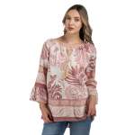 Heraldic Print Tassel Top - Rose L xl