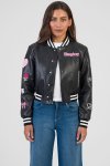 Sissy Boy Womens Faux Leather Bomber Jacket In Black - Black XL