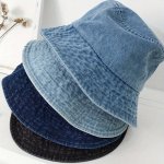 Unisex Denim Bucket Hat Fashionable Wide Brim Cap Spring summer Sun Hats Casual Street Style Cap
