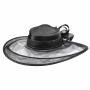 Women's Wide-brim Mesh Occasion Hat With Satin Crown And Bow - Black