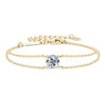 6.5MM 1CT Moissanite Bracelet 925 Sterling Silver Certified Double Chain