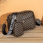 2PCS Trendy Argyle Quilted Shoulder Bag Set With Coin Purse Small Pu Leather Crossbody Bag