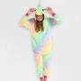 Kids Orange And Green Glow In The Dark Unicorn Onesie - 140