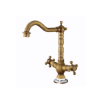 - Floral And Brass Double Handle Bathroom Kitchen Mixer