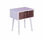 Finn Pedestal Bedside Table Drawer Unit White With Cedar Drawer