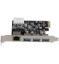 MicroWorld M-link Pci-e Ethernet + 3 USB3.0 Port Expansion Add On Card With Molex Power