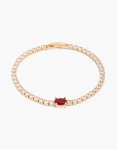 Goldair Gold Red Cubic Zirconia Classic Oval Tennis Bracelet
