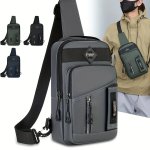 1PC Men's Outdoor Chest Bag Fashion Crossbody Bag Casual Multifunctional Sports Sling Bag