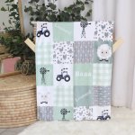 Personalised Fleece Blanket Sage Green Farm