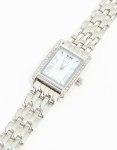 Silver Diamante Roman Numeral Enamel Rectangle Watch