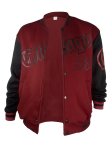 Men's Casual Letter Print Color Block Varsity Jacket Chic Style Baseball Collar Jacket