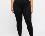 Ladies Plain Ponti Leggings Blk - 60 Black