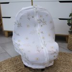 Car Seat Cover Soft Beige And White Bee Set