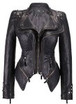 Chouyatou Women's Fashion Studded Perfectly Shaping Faux Leather Biker Jacket XL Black