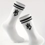 1 Pair Men's Athletic Crew Socks Comfortable Breathable Mid-calf Length With Double Stripe Pattern & Letter Design Sports Socks For Outdoor Activities