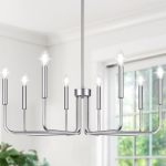 8-LIGHT Farmhouse Chandelier For Dining Room Lighting Fixtures Hanging Brushed Nickel Dining Light Fixtures Industrial Chandelie