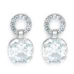 Silver Tone Square Stud Earring With Cle