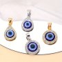 1PC Unique Round Drop Devil's Eye Pendant Alloy Turkish Blue Eye Pendant With Zircon Inlaid For Necklace Bracelet Diy Jewelry Accessories