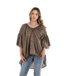 Multi Heart Print Oversized Top - Chocolate Free