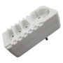 Multi-plug Adaptor 3 X Euro + Round Socket White