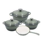 Smte Dh Round Dutch Oven Ceramic Pot With Lid Enameled Cast Iron Combo 7PCS With Keychain