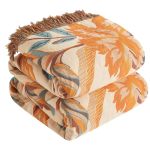 Boho Throw Blanket For Bed 60"X80" 100% Cotton Woven Blanket For Couch Sofa Ultra Soft 4-LAYER Muslin Quilt With Floral Printed