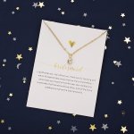 Rhinestone Wedding Commemorative Pendant White Card Paper Card Necklace For Lovers Wife Girlfriend