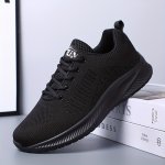 Men's Trendy Woven Knit Breathable Sneakers Comfy Non Slip Soft Sole Lace Up Shoes For Men's Outdoor Activities